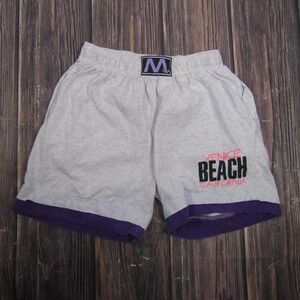 Vintage M USA Shorts Womens M Gray Sweat Jersey Cotton Blend Elastic Waist Logo